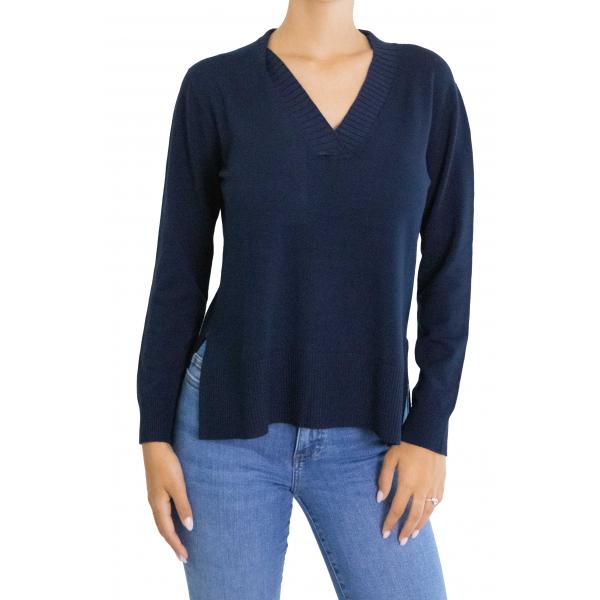 Maglia con scollo a V tinta unita 